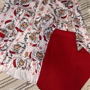 Kids Santa Print Matching Set - Red and White